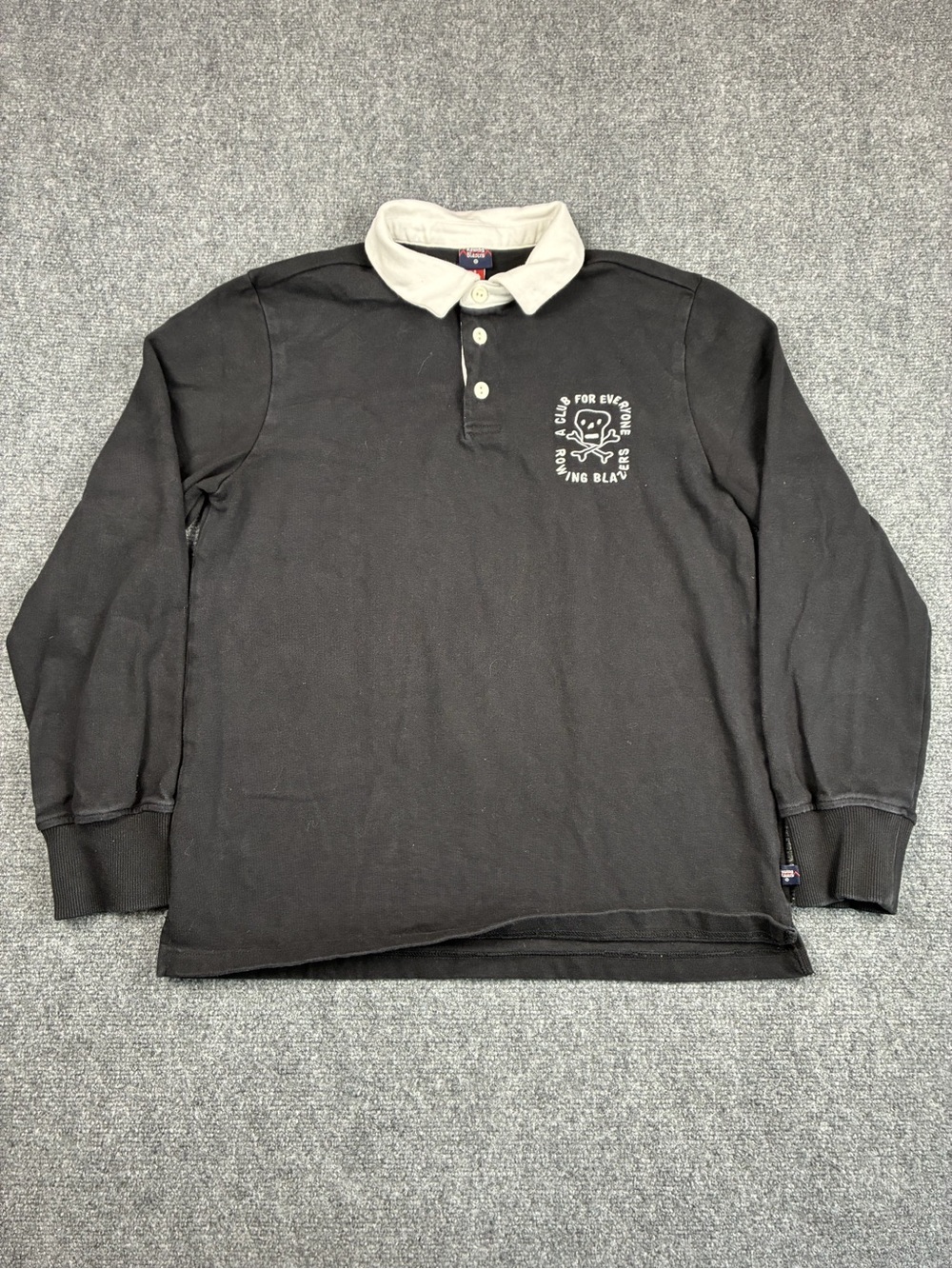 Rowing Blazers Black Rugby Polo with Cream Contrast Collar